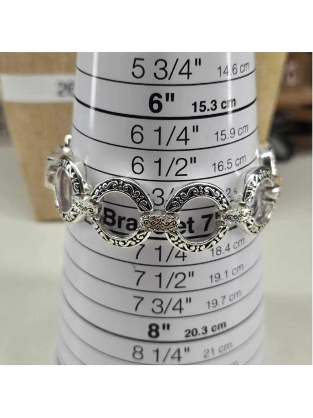 Brighton Bracelet Central Park Silvertone Etched Engraved Scrollwork Circle Link